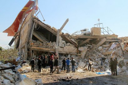 Ruines d'un hôpital des Médecins sans frontières près de Maaret al-Numan, dans le nord de la Syrie, le 15 février 2016 - GHAITH OMRAN [AL-MAARRA TODAY/AFP/Archives]