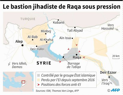 Le bastion jihadiste de Raqa sous pression - Iris ROYER DE VERICOURT, Gillian HANDYSIDE, Simon MALFATTO [AFP/Archives]