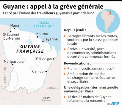 Guyane : appel à la grève générale - Sophie RAMIS, Simon MALFATTO [AFP]