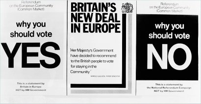 Prospectus de la campagne référendaire de 1975 au Royaume-Uni, sur l'adhésion du pays à la Communauté économique européenne - STF [AFP/Archives]
