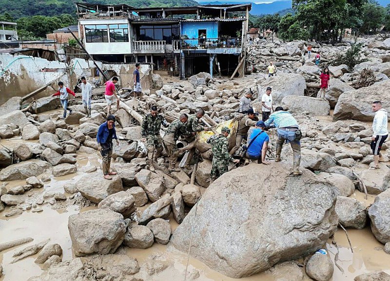 A Mocoa, une ville du sud de la Colombie, ravagée par une coulée de boue, le 1er avril 2017 - HO [EJERCITO DE COLOMBIA/AFP]