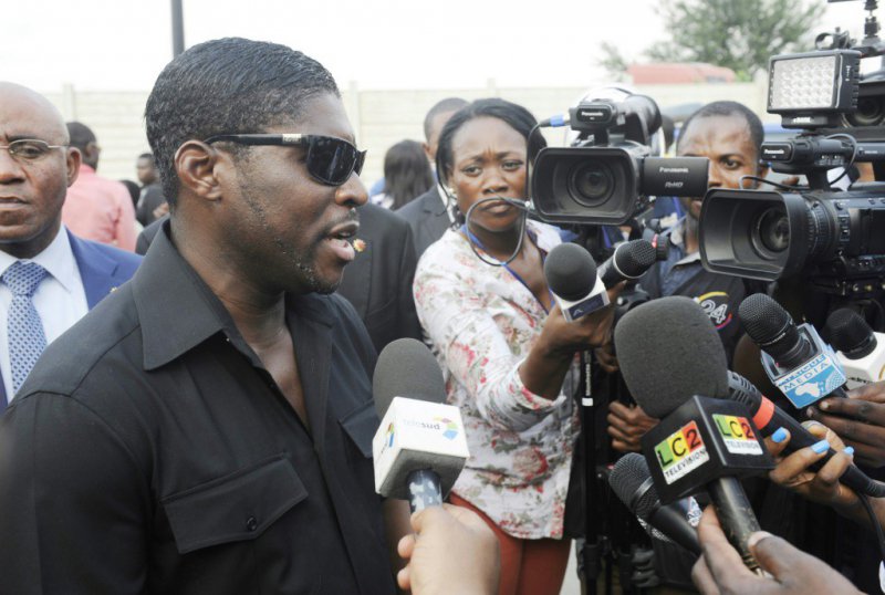 Teodorin Obiang Nguema (g), fils du président de la Guinée Equatoriale, le 23 décembre 2014 à Malabo - Steve Jordan [AFP/Archives]