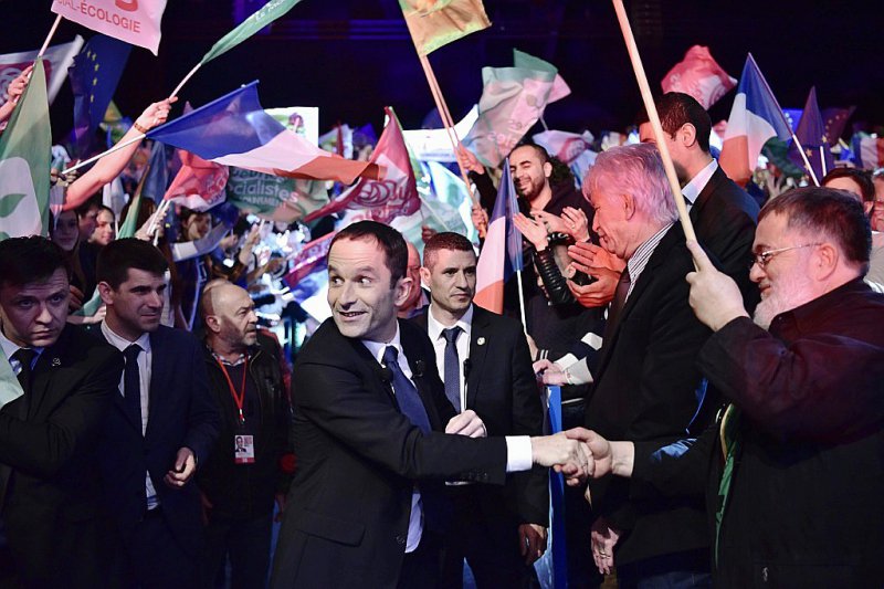 Le candidat socialiste à l'élection présidentielle Benoît Hamon, en meeting au Zénith de Nancy, à Maxéville, le 5 avril 2017 - PHILIPPE LOPEZ [AFP]