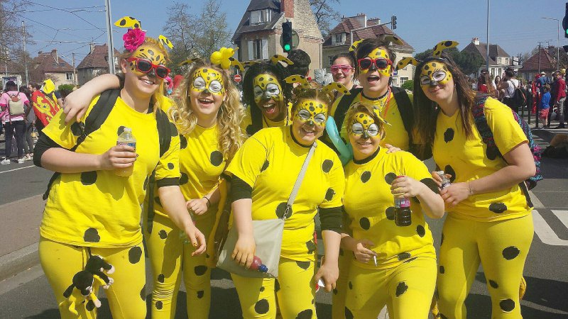 Une troupe de marsupilamis dans les rues de Caen. Carnaval étudiant de Caen 2017. - Margaux Rousset