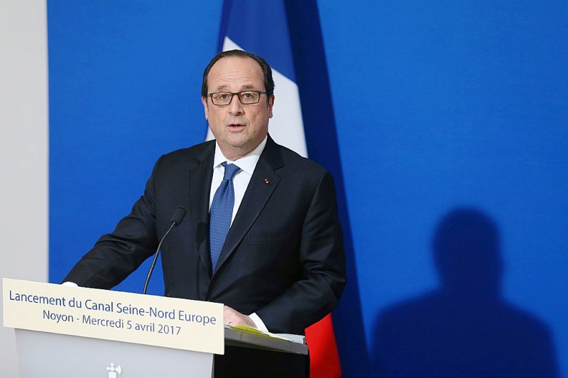 Le président français François Hollande à Noyon, en France, le 5 avril 2017 - GEOFFROY VAN DER HASSELT [AFP/Archives]