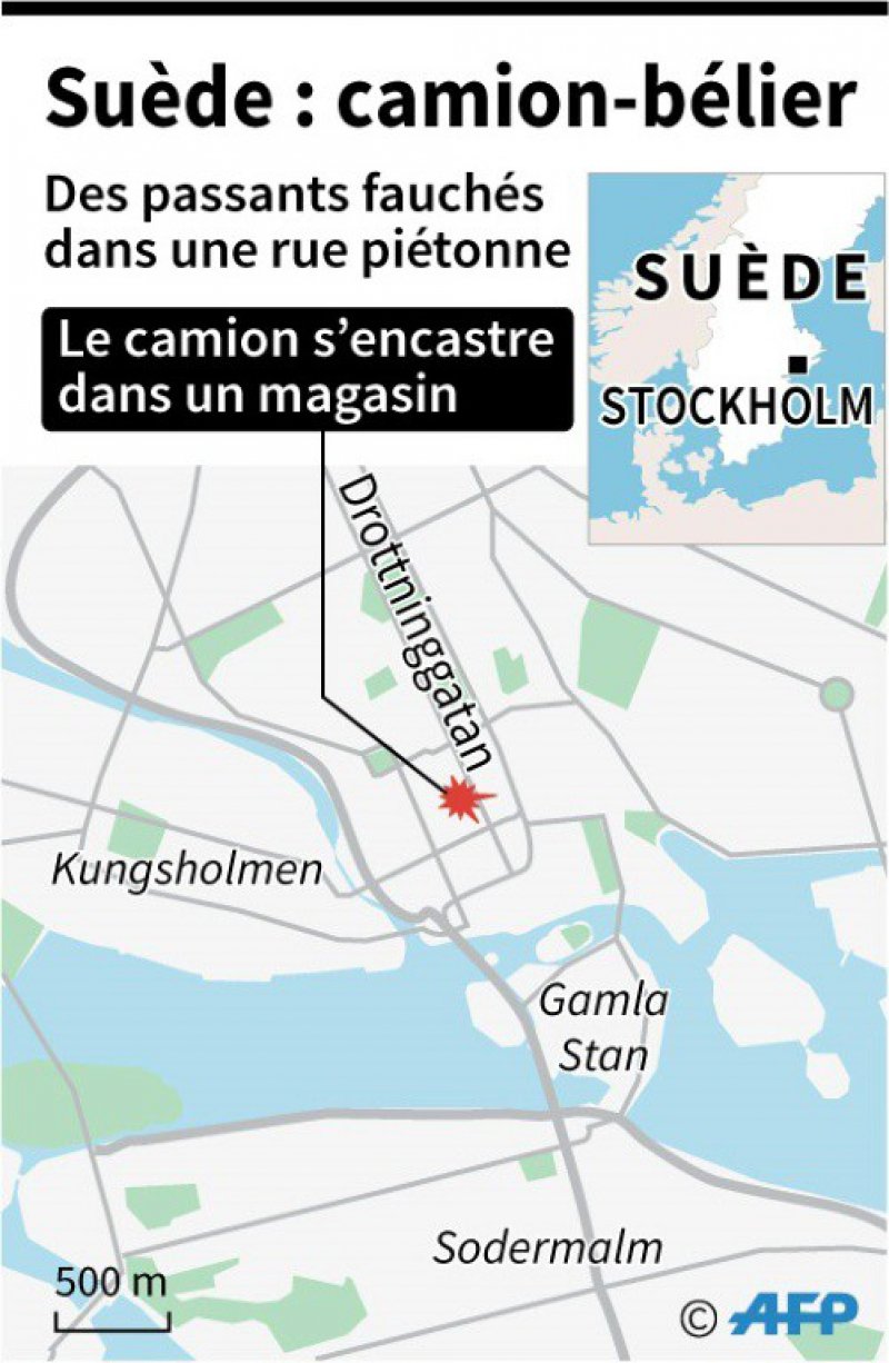 Localisation du centre de Stockholm, où un camion a foncé sur la foule, tuant et blessant plusieurs personnes - Jochen GEBAUER, AFP [AFP]