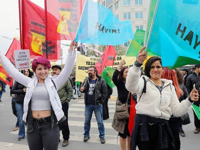 Des militants participent à un rassemblement en faveur du "non" au référendum sur l'extension des pouvoirs du président turc Recep Tayyip Erdogan, le 9 avril 2017 à Ankara - ADEM ALTAN [AFP]