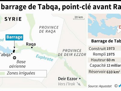 Localisation et description du barrage de Tabqa en Syrie - Jonathan JACOBSEN, Kun TIAN [AFP]