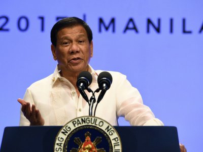 Le président philippin Rodrigo Duterte à Manille le 29 avril 2017 lors du sommet de l'Association des nations d'Asie du sud-est (Asean) - Ted ALJIBE [AFP]