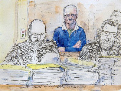 Croquis d'audience lors du procès de Francis Heaulme, le 25 avril 2017 à Metz - Benoit PEYRUCQ [AFP]