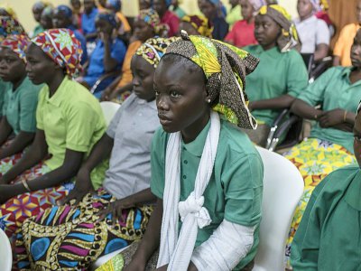Des lycéennes de Chibok libérées à Abuja, au Nigeria, le 8 mai 2017 - STEFAN HEUNIS [AFP]