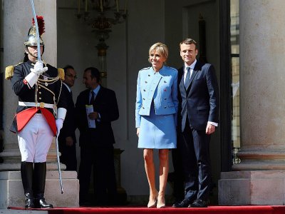 Emmanuel Macron et son épouse Brigitte Trogneux le 14 mai 2017 à l'Elysée - ERIC FEFERBERG [AFP]