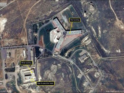 Une image satellite du complexe pénitentiaire de Saydnaya, au nord de Damas, diffusée le 7 février 2017 par Amnesty International - Handout [CNES/AFP]