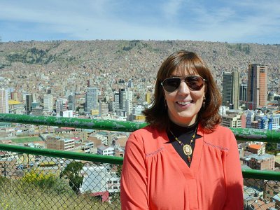 Carole Métayer, créatrice de l'agence de voyage "La Route des gourmets", à La Paz, le 16 mai 2017 - AIZAR RALDES NUNEZ [AFP]