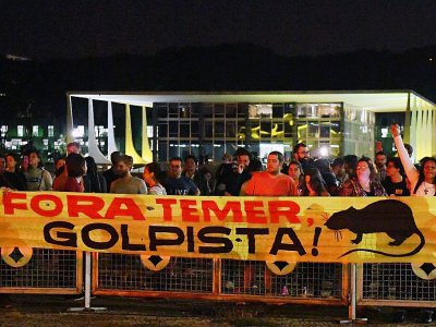 Manifestation contre le président brésilien Michel Temer à Brasilia, le 17 mai 2017 - EVARISTO SA [AFP]