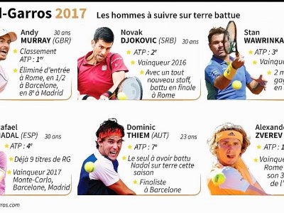 Roland-Garros 2017 Les hommes à suivre sur terre battue - Jean Michel CORNU [AFP]