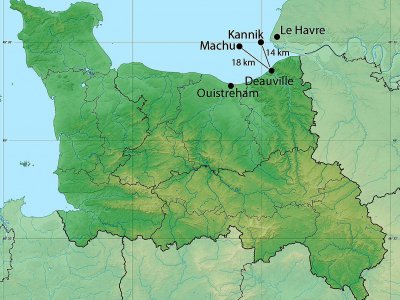 Emplacement des fosses du Machu et du Kannik en mer de Manche. - Tendance Ouest