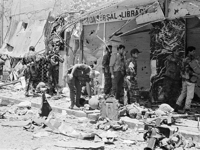 Des soldats israéliens dans une rue de Jérusalem lors de la guerre des Six Jours, le 8 juin 1967 - Pierre GUILLAUD [AFP/Archives]