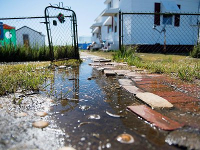 Effet de la montée des eaux sur l'île de Tangier, en Virginie, le 15 mai 2017 - JIM WATSON [AFP]