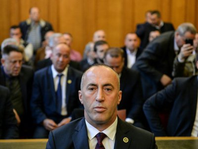 L'ancien Premier ministre du Kosovo Ramush Haradinaj le 27 avril 2017 au tribunal de Colmar (est de la France), qui examinait une demande d'extradition déposée par la Serbie qui l'accuse de crimes de guerre - Sebastien Bozon [AFP/Archives]