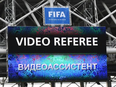 Le dispositif vidéo prêt à servir durant Chil-Australie au stade Spartak de Moscou, le 25 juin 2017 - Kirill KUDRYAVTSEV [AFP]