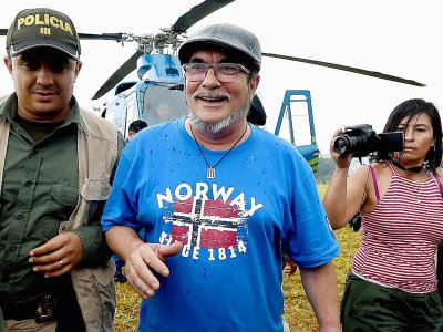 Le chef des FARC Rodrigo Londono alias "Timochenko" à son arrivée à Mesetas le 26 juin 2017 - RAUL ARBOLEDA [AFP]