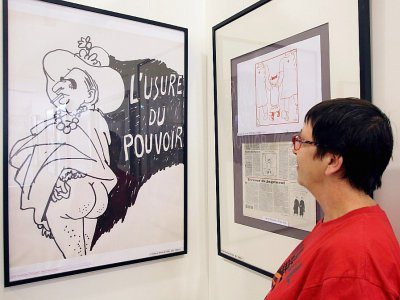 Des dessins de Cabu exposés à Saint-Just-le-Martel en Haute-Vienne, le 4 juillet 2017 - PASCAL LACHENAUD [AFP]