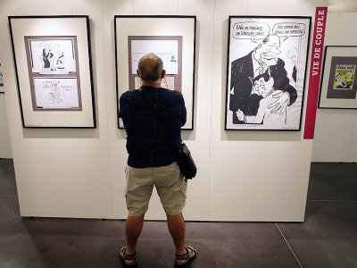Des dessins de Cabu exposés à Saint-Just-le-Martel en Haute-Vienne, le 4 juillet 2017 - PASCAL LACHENAUD [AFP]