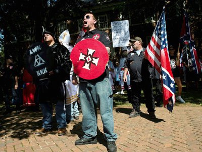 Rassemblement de membres du Klux Klux Klan, le 8 juillet 2017 à Charlottesville en Virginie - ANDREW CABALLERO-REYNOLDS [AFP]