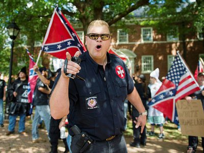 Rassemblement de membres du Klux Klux Klan, le 8 juillet 2017 à Charlottesville en Virginie - ANDREW CABALLERO-REYNOLDS [AFP]