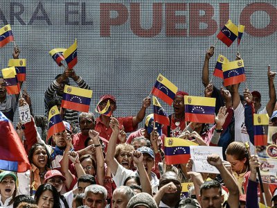 Des partisans du président vénézuélien Nicolas Maduro manifestent, le 9 juillet 2017 à Caracas - CARLOS BECERRA [AFP]