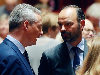 Le ministre de l'Economie Bruno Le Maire et le Premier ministre Edouard Philippe au Sénat, le 6 juillet 2017 - JACQUES DEMARTHON [AFP/Archives]