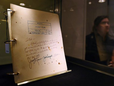 Le plan de vol d'Apollo 13 de 1970, présenté le 13 juillet 2017 à New York - Jewel SAMAD [AFP]