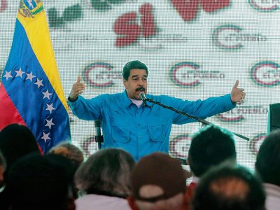 Le président vénézuélien Nicolas Maduro s'adresse à ses partisans, lors d'un meeting, le 25 juillet 2017 à Caracas - [Présidence vénézuélienne/AFP]