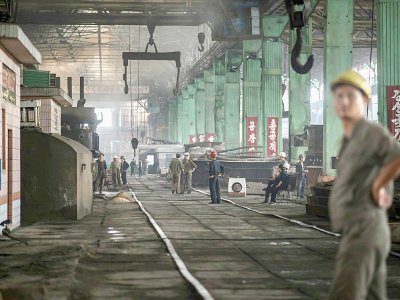 Dans le complexe sidérurgique de Chollima, un des plus vastes de Corée du Nord, le 22 juillet 2017 - Ed JONES [AFP]