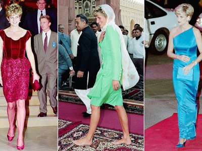 Collage de plusieurs photographies de la princesse de Galles Diana, aussi connue sous le nom de Lady Di, le 15 novembre 1992 à Lille (g), le 27 septembre 1991 à Lahore et le 31 octobre 1996 à Sydney (d) - Jacques DEMARTHON, Diego ZAPATA, Torsten BLACKWOOD [AFP/Archives]