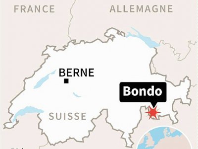 Localisation de la localité de Bondo, en Suisse, où une coulée de boue a emporté 8 personnes - Thomas SAINT-CRICQ [AFP]