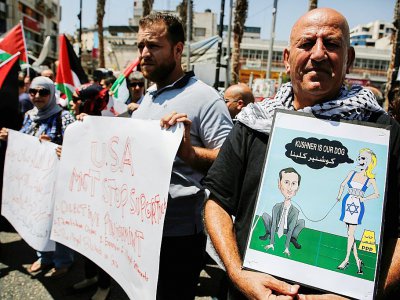 Manifestation anti-américaine à Ramallah, sur les territoires palestiniens, le 24 août 2017 - ABBAS MOMANI [AFP]