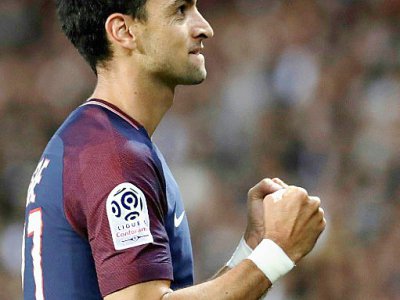 L'Argentin Javier Pastore après son but contre Toulouse au Parc des Princes, le 20 août 2017 - Thomas SAMSON [AFP/Archives]