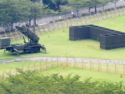 Un système de lancement de missile déployé au ministère de la Défense à Tokyo le 26 août 2017 - Toru YAMANAKA [AFP]