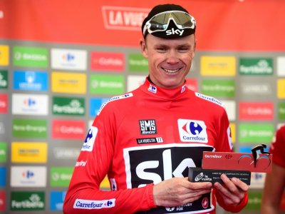 Christopher Froome plus que jamais leader de "La Vuelta" à l'issue de la 20e étape au sommet de l'Angliru, le 9 septembre 2017 - JOSE JORDAN [AFP]