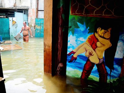 Une rue de La Havane inondée par l'ouragan Irma, le 10 septembre 2017 - ABEL ERNESTO [AFP]