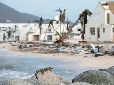 Une plage de Marigot dévastée par l'ouragan Irma, le 10 septembre 2017 sur l'île de Saint-Martin - Martin BUREAU [AFP]