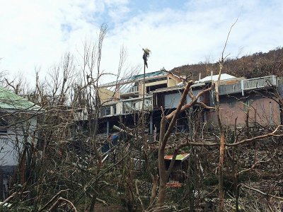 Des maisons après le passage de l'ouragan Irma à Gustavia sur l'île de Saint-Barthélémy, le 7 septembre 2017 - Valentine AUTRUFFE [AFP]