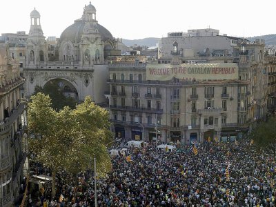 Manifestation pour l'organisation d'un référendum en Catalogne. Le 20 septembre 2017 - PAU BARRENA [AFP]