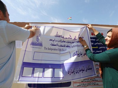 A Erbil, les préparatifs pour le réferendum sur l'indépendance du Kurdistan irakien, le 24 septembre 2017. - SAFIN HAMED [AFP/Archives]
