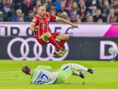 Franck Ribéry, le 22 septembre 2017 à Munich lors du match nul du Bayern face à Wolfsburg - Guenter SCHIFFMANN [AFP/Archives]