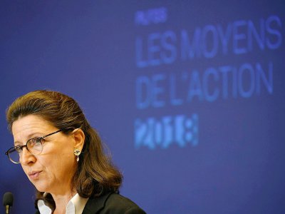 La ministre de la Santé Agnès Buzyn présente à la presse le projet de budget de la Sécu pour 2018, le 28 septembre 2017, à Paris - Lionel BONAVENTURE [AFP]