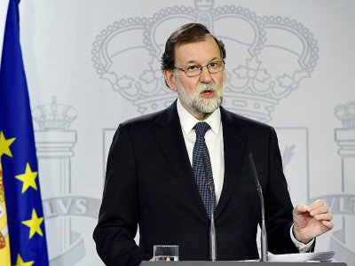 Le Premier ministre catalan Mariano Rajoy à MAdrid, le 1er octobre 2017 - JAVIER SORIANO [AFP]