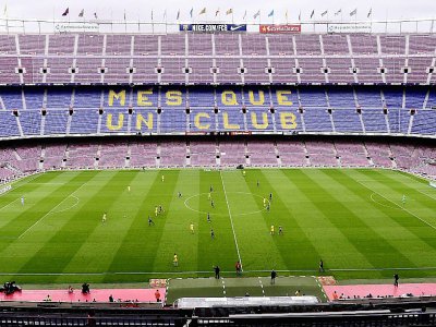 Le match FC Barcelone-Las Palmas joué à huis-clos au Camp Nou en réaction aux violences en Catalogue liées au référendum d'autodétermination, le 1er octobre 2017 - JOSE JORDAN [AFP]